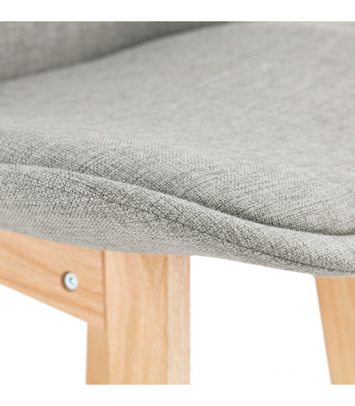 Tabouret de bar design gris en tissu et bois Leila