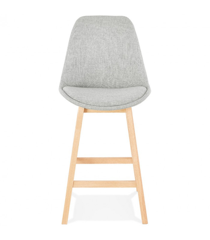Tabouret de bar design gris en tissu et bois Leila Mini