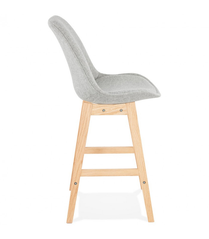 Tabouret de bar design gris en tissu et bois Leila Mini