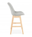 Tabouret de bar design gris en tissu et bois Leila Mini