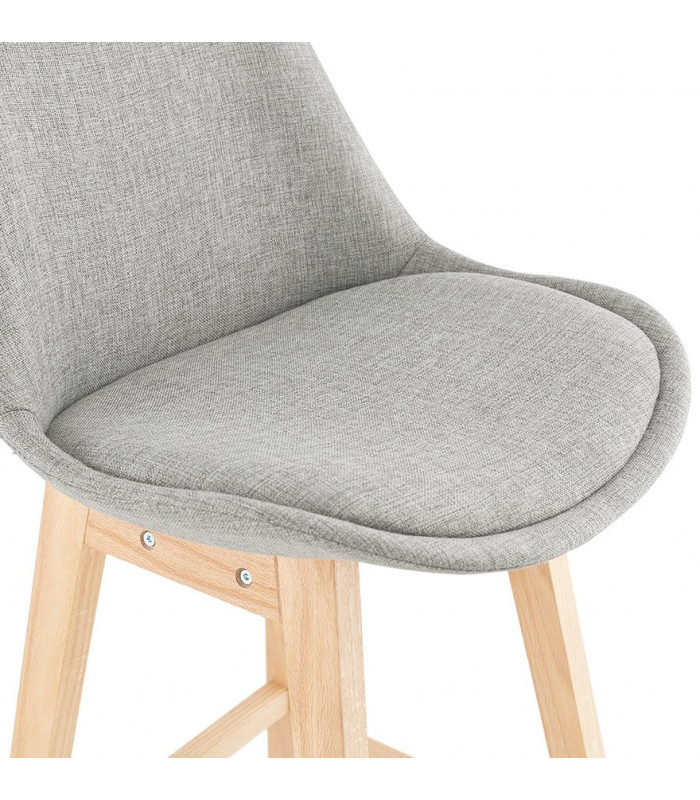 Tabouret de bar design gris en tissu et bois Leila Mini