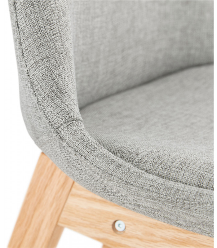 Tabouret de bar design gris en tissu et bois Leila Mini