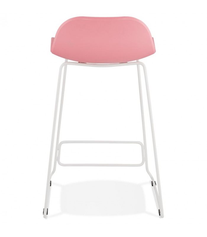 Tabouret de bar design rose en plastique et métal Monaco Mini