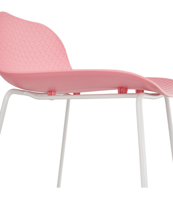 Tabouret de bar design rose en plastique et métal Monaco Mini