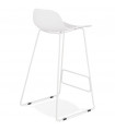 Tabouret de bar design blanc en plastique et métal Monaco