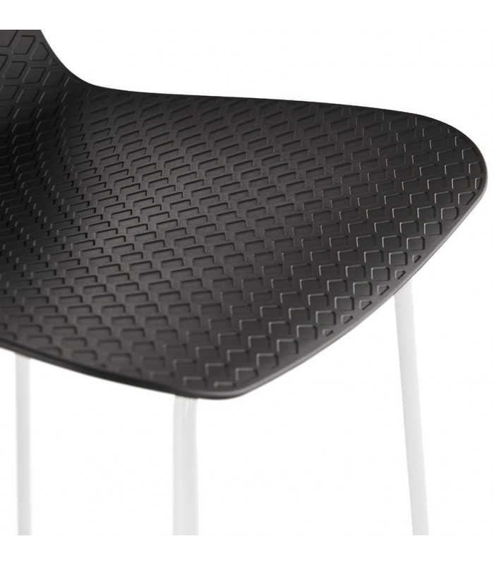 Tabouret de bar design noir en plastique et métal Monaco