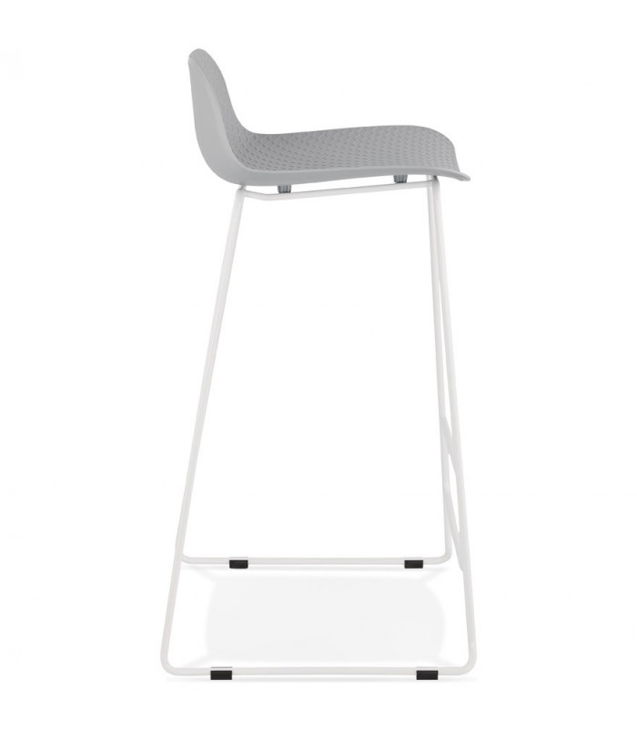 Tabouret de bar design gris en plastique et métal Monaco