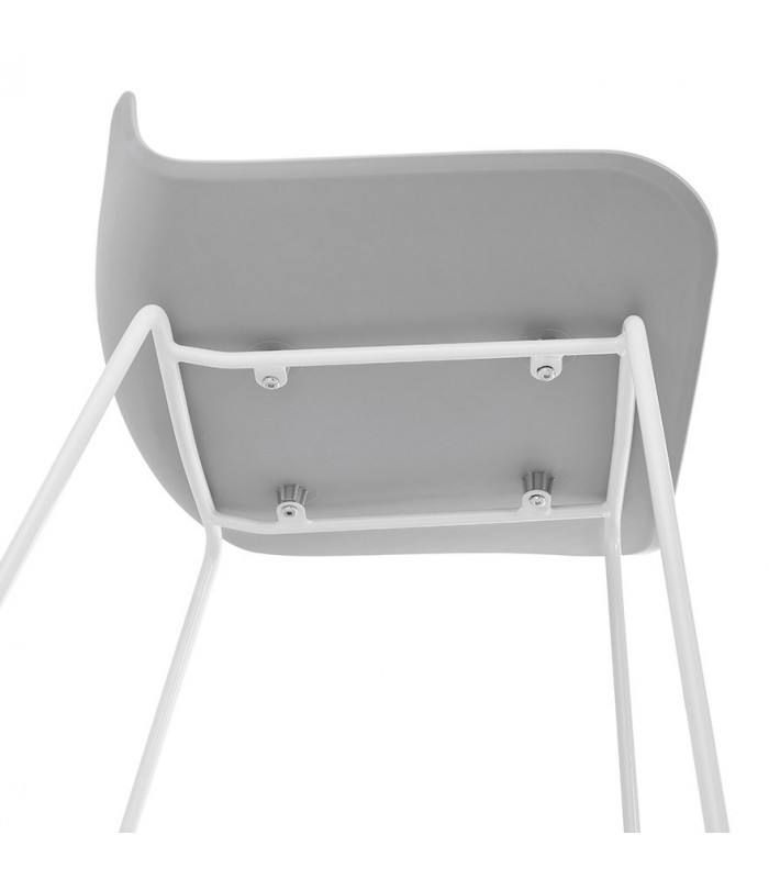 Tabouret de bar design gris en plastique et métal Monaco