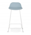 Tabouret de bar design bleu en plastique et métal Monaco