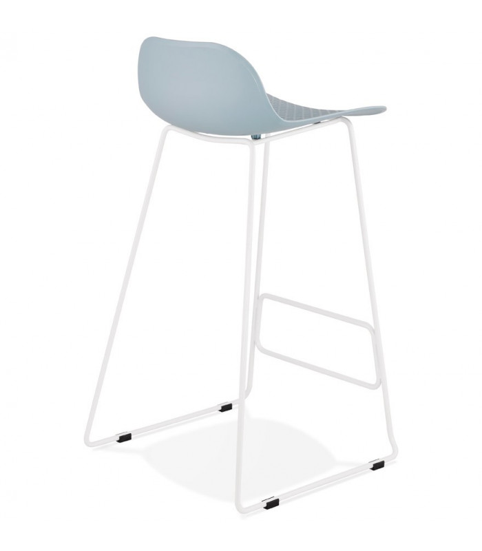 Tabouret de bar design bleu en plastique et métal Monaco