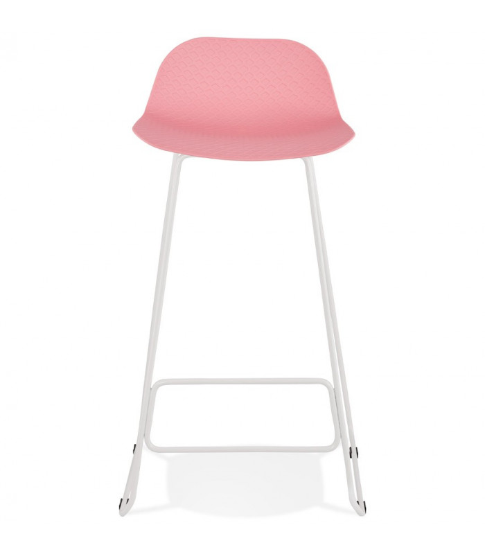 Tabouret de bar design rose en plastique et métal Monaco