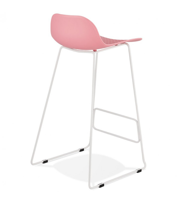 Tabouret de bar design rose en plastique et métal Monaco