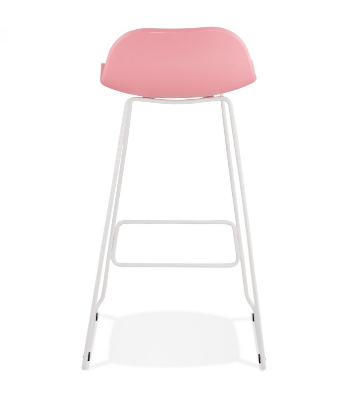 Tabouret de bar design rose en plastique et métal Monaco