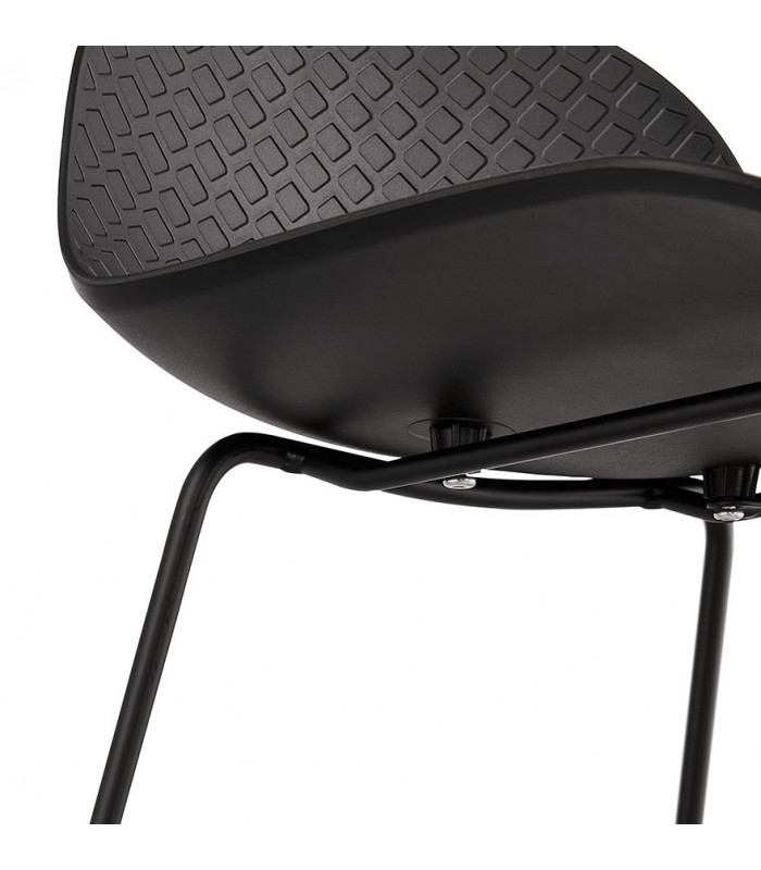 Tabouret de bar design noir en plastique et métal Monaco
