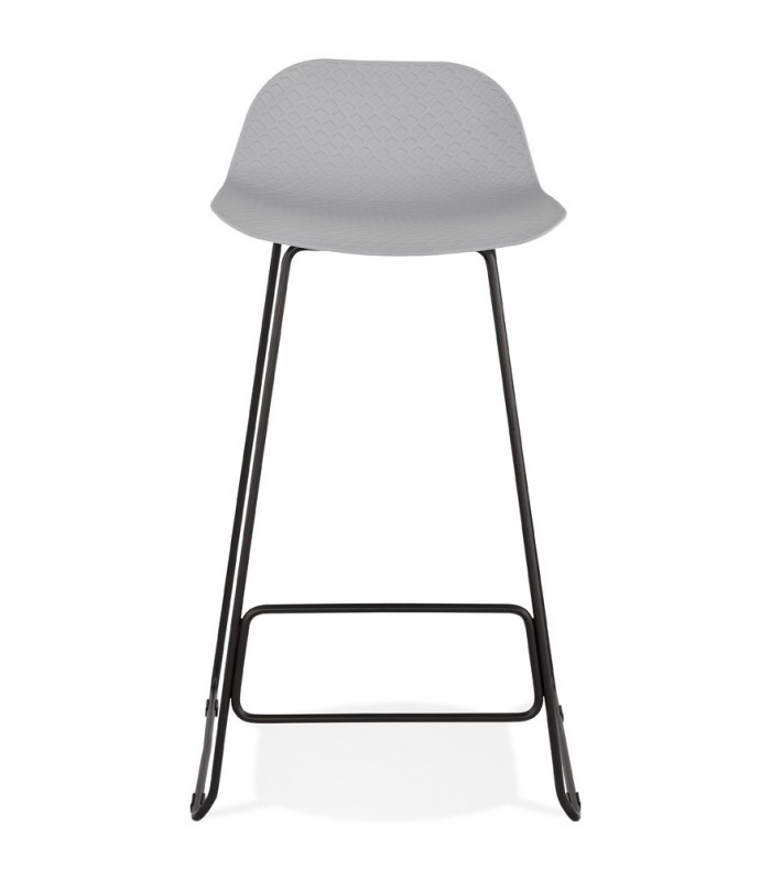Tabouret de bar design gris en plastique et métal Monaco