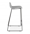 Tabouret de bar design gris en plastique et métal Monaco