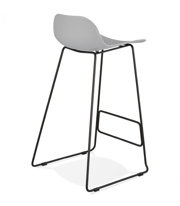 Tabouret de bar design gris en plastique et métal Monaco
