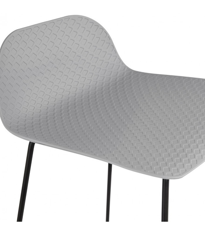Tabouret de bar design gris en plastique et métal Monaco