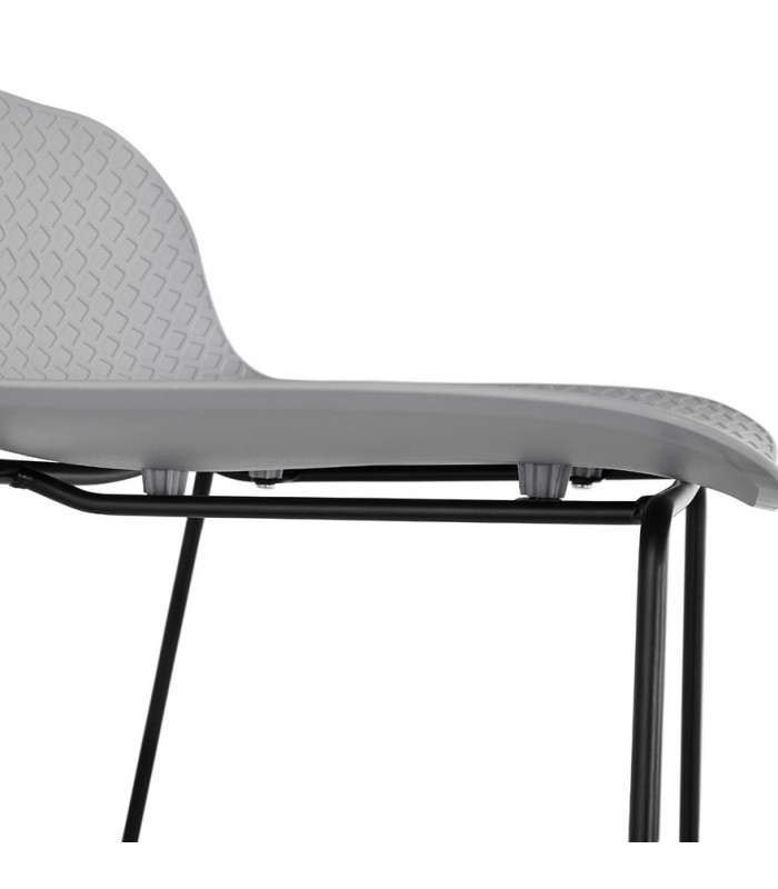 Tabouret de bar design gris en plastique et métal Monaco