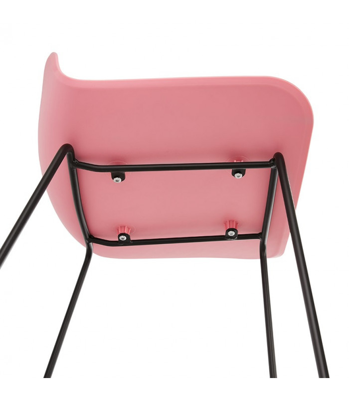 Tabouret de bar design rose en plastique et métal Monaco