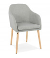 Fauteuil design gris en tissu Ikos