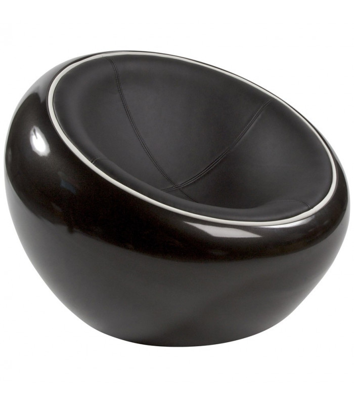 Fauteuil design noir en plastique et similicuir Everett