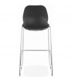 Tabouret de bar design noir en plastique et métal Reman