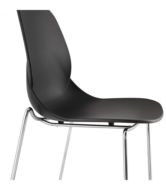 Tabouret de bar design noir en plastique et métal Reman