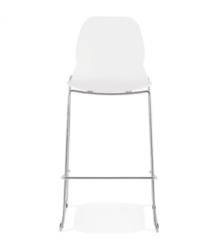 Tabouret de bar design blanc en plastique et métal Reman