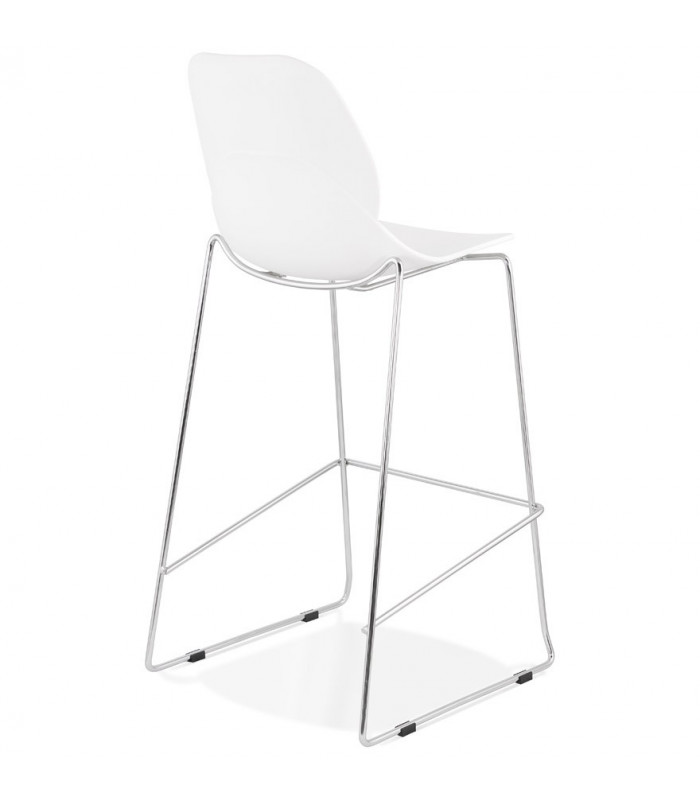 Tabouret de bar design blanc en plastique et métal Reman