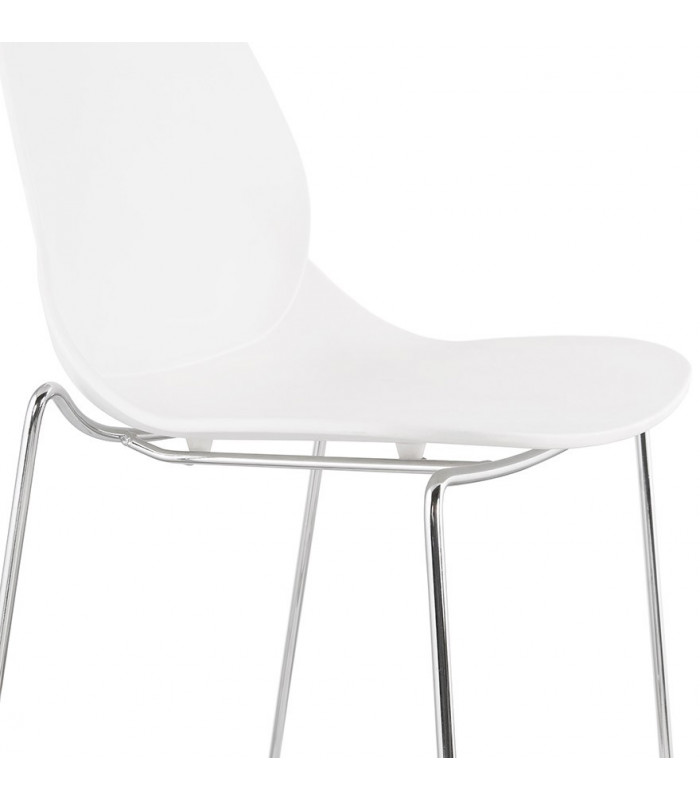 Tabouret de bar design blanc en plastique et métal Reman