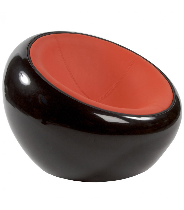 Fauteuil design noir en plastique et similicuir Everett