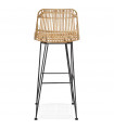 Tabouret de bar design naturel en bois et métal Giamatti