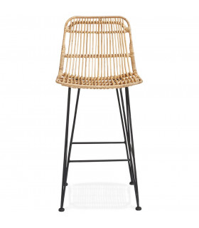 Tabouret de bar design naturel en bois et métal Giamatti Mini
