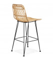 Tabouret de bar design naturel en bois et métal Giamatti Mini