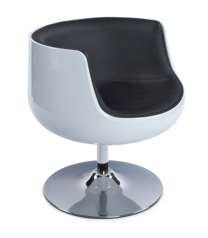 Fauteuil design blanc en plastique et similicuir Drayton