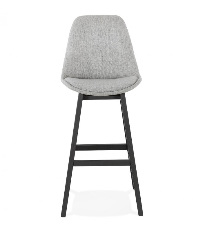 Tabouret de bar design gris en tissu et bois Leila