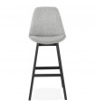 Tabouret de bar design gris en tissu et bois Leila