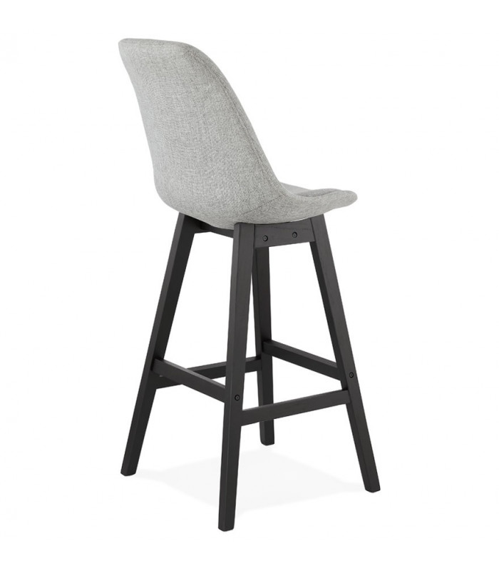 Tabouret de bar design gris en tissu et bois Leila