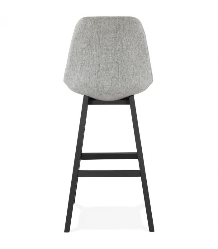 Tabouret de bar design gris en tissu et bois Leila