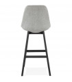 Tabouret de bar design gris en tissu et bois Leila