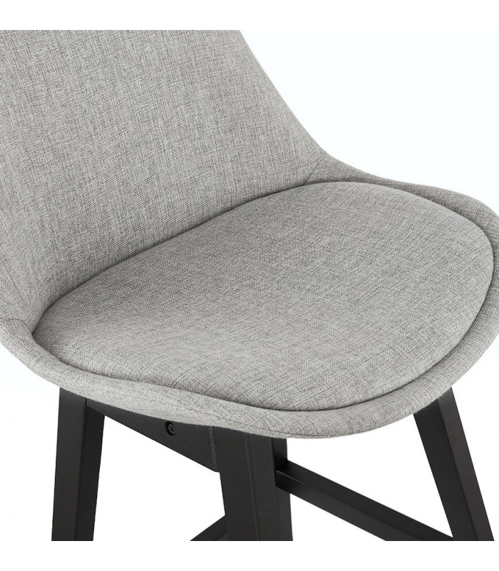 Tabouret de bar design gris en tissu et bois Leila