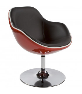 Fauteuil design rouge en plastique et similicuir Cambourne