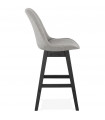Tabouret de bar design gris en tissu et bois Leila Mini