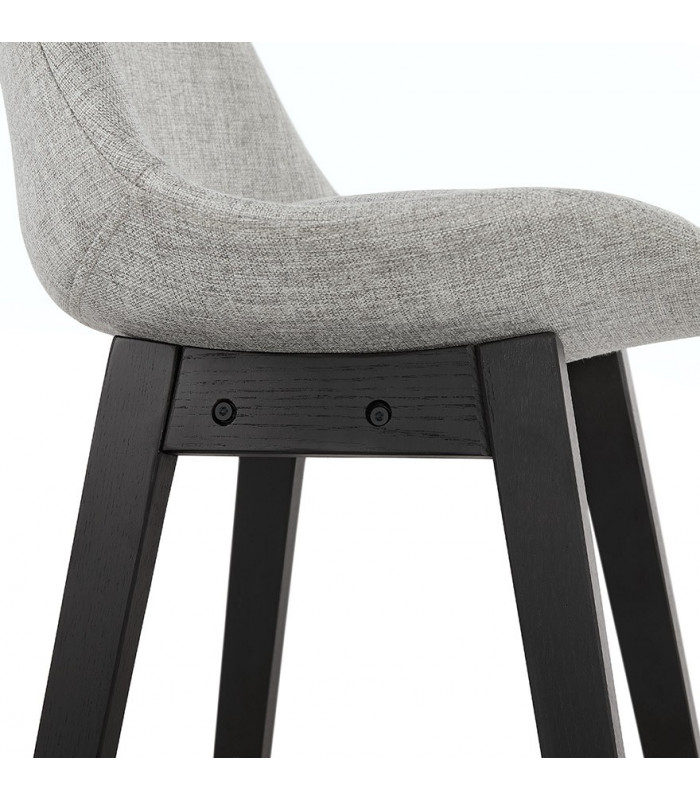 Tabouret de bar design gris en tissu et bois Leila Mini
