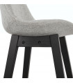 Tabouret de bar design gris en tissu et bois Leila Mini