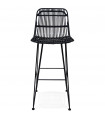 Tabouret de bar design noir en bois et métal Giamatti