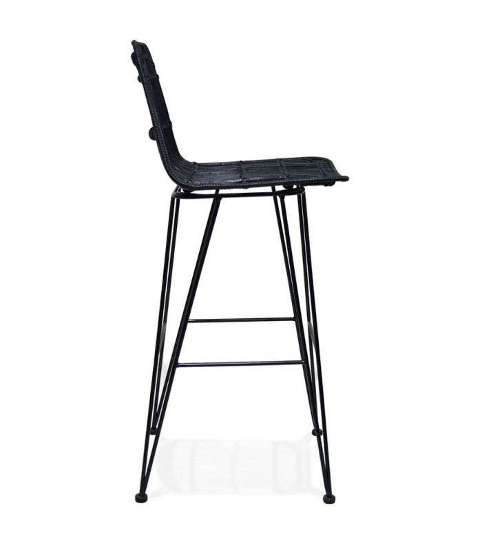 Tabouret de bar design noir en bois et métal Giamatti