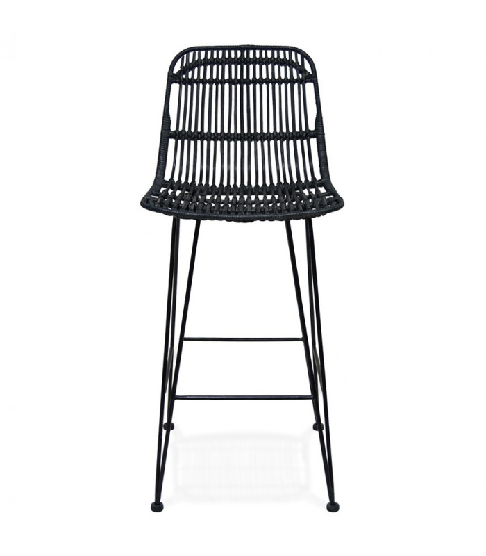 Tabouret de bar design noir en bois et métal Giamatti Mini