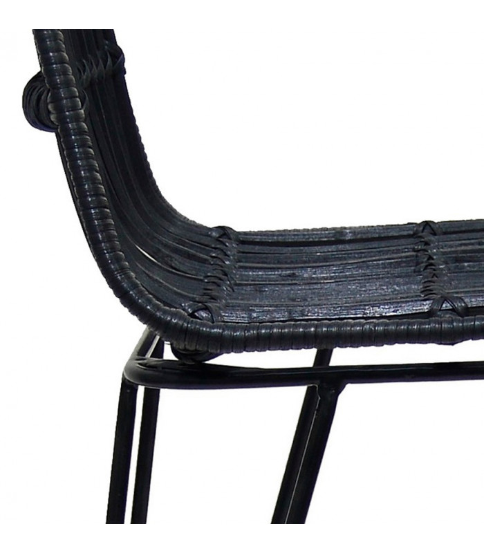 Tabouret de bar design noir en bois et métal Giamatti Mini